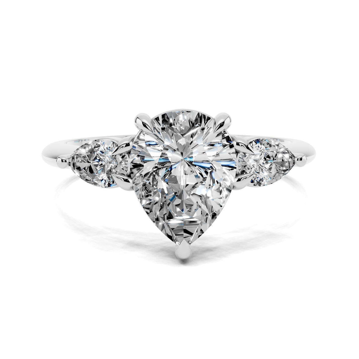 Emily Pear Three Stone Engagement Ring