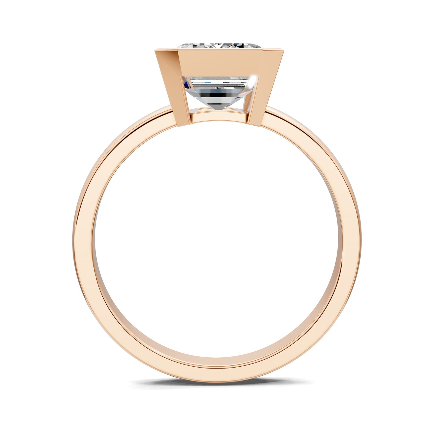 Sarah Bezel Set Engagement Ring – 2.5ct Emerald Cut Lab Grown Diamond