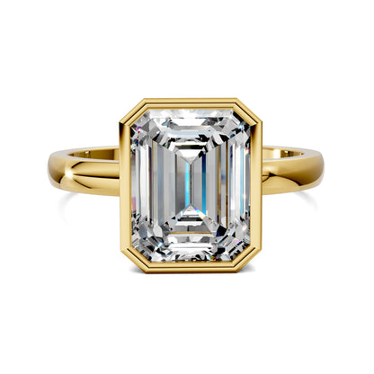 Sarah Bezel Set Engagement Ring – 2.5ct Emerald Cut Lab Grown Diamond