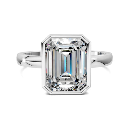 Sarah Bezel Set Engagement Ring – 2.5ct Emerald Cut Lab Grown Diamond
