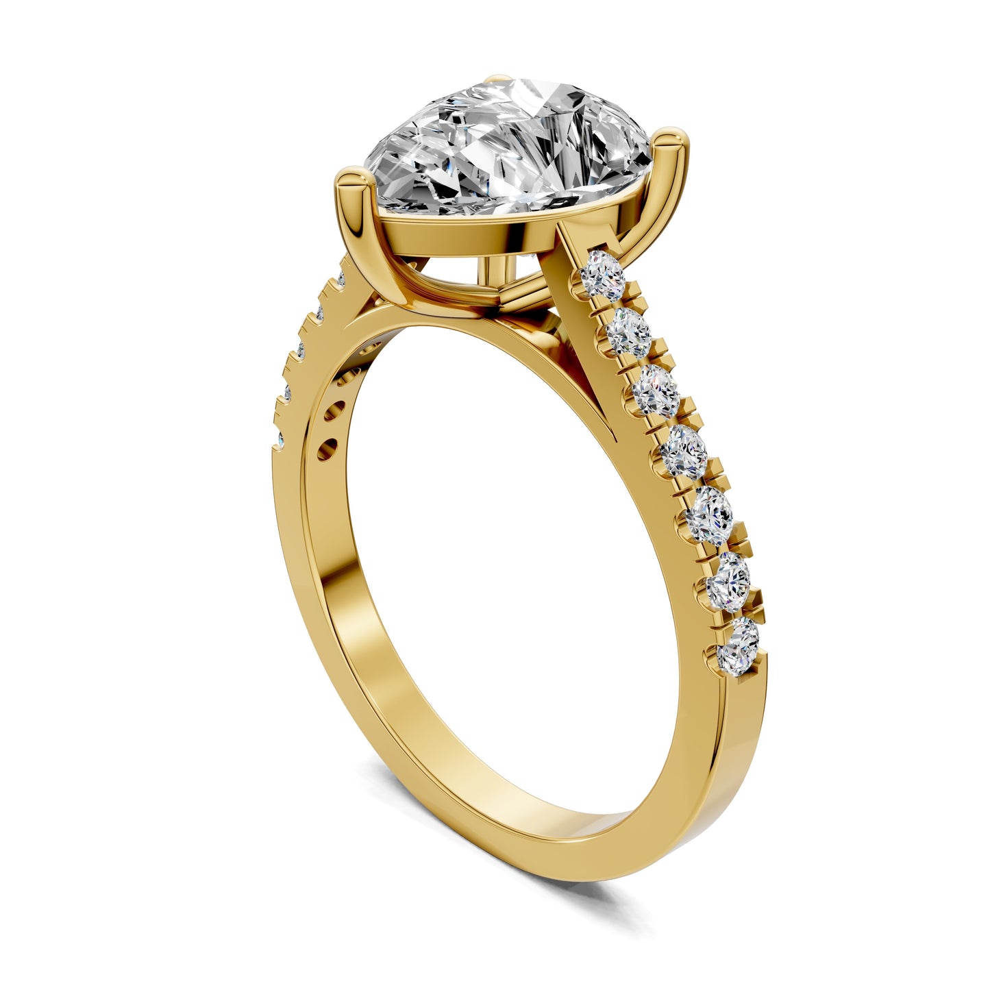 Aurora Pavé Engagement Ring – 2.5ct Pear Lab Grown Diamond