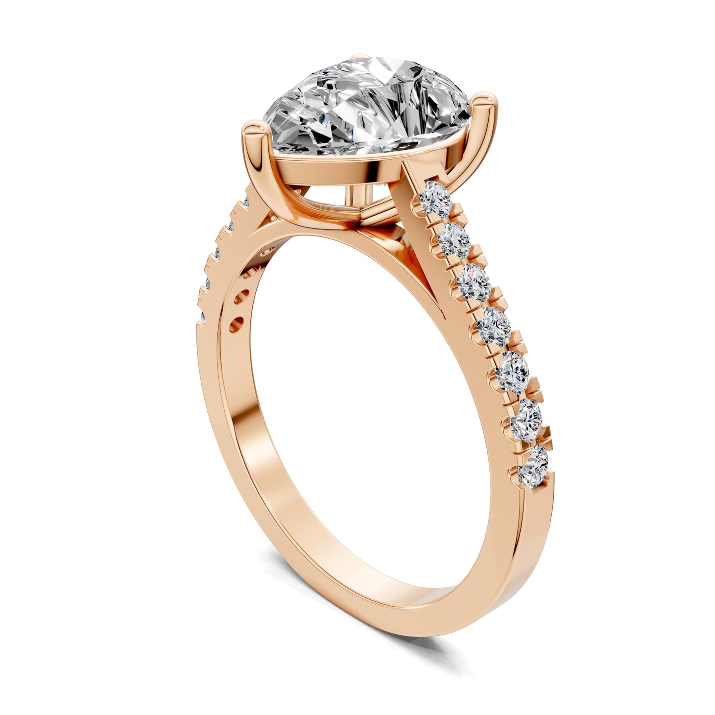 Aurora Pavé Engagement Ring – 2.5ct Pear Lab Grown Diamond