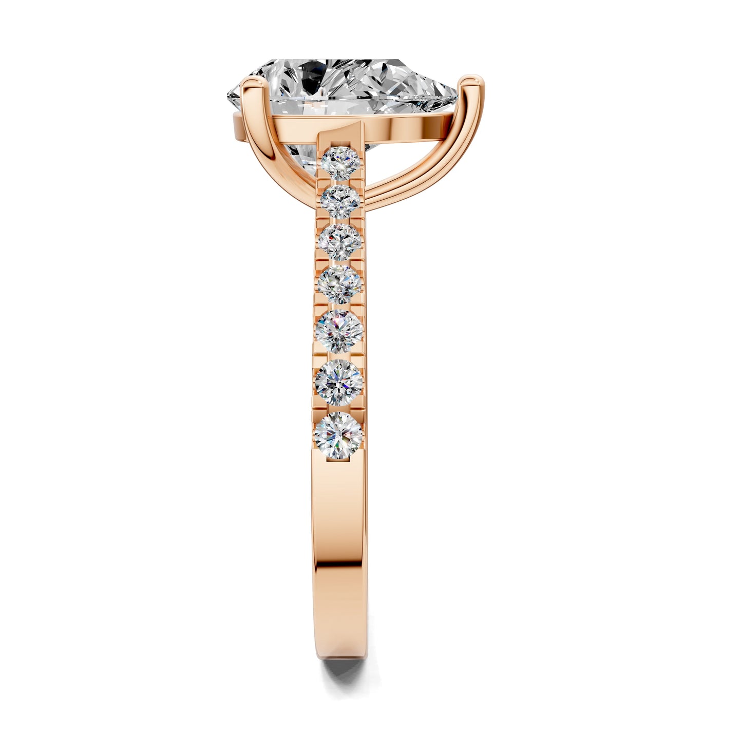 Aurora Pavé Engagement Ring – 2.5ct Pear Lab Grown Diamond
