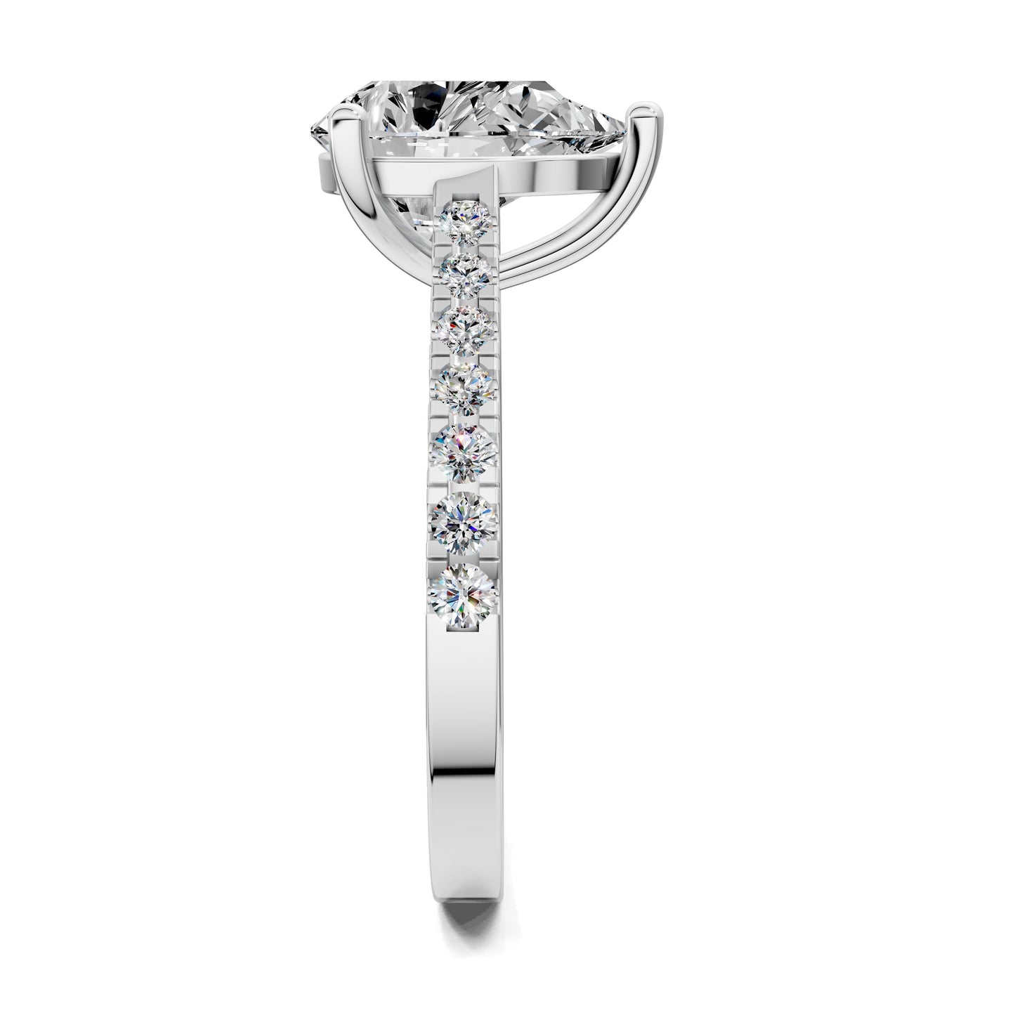 Aurora Pavé Engagement Ring – 2.5ct Pear Lab Grown Diamond