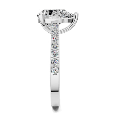 Aurora Pavé Engagement Ring – 2.5ct Pear Lab Grown Diamond