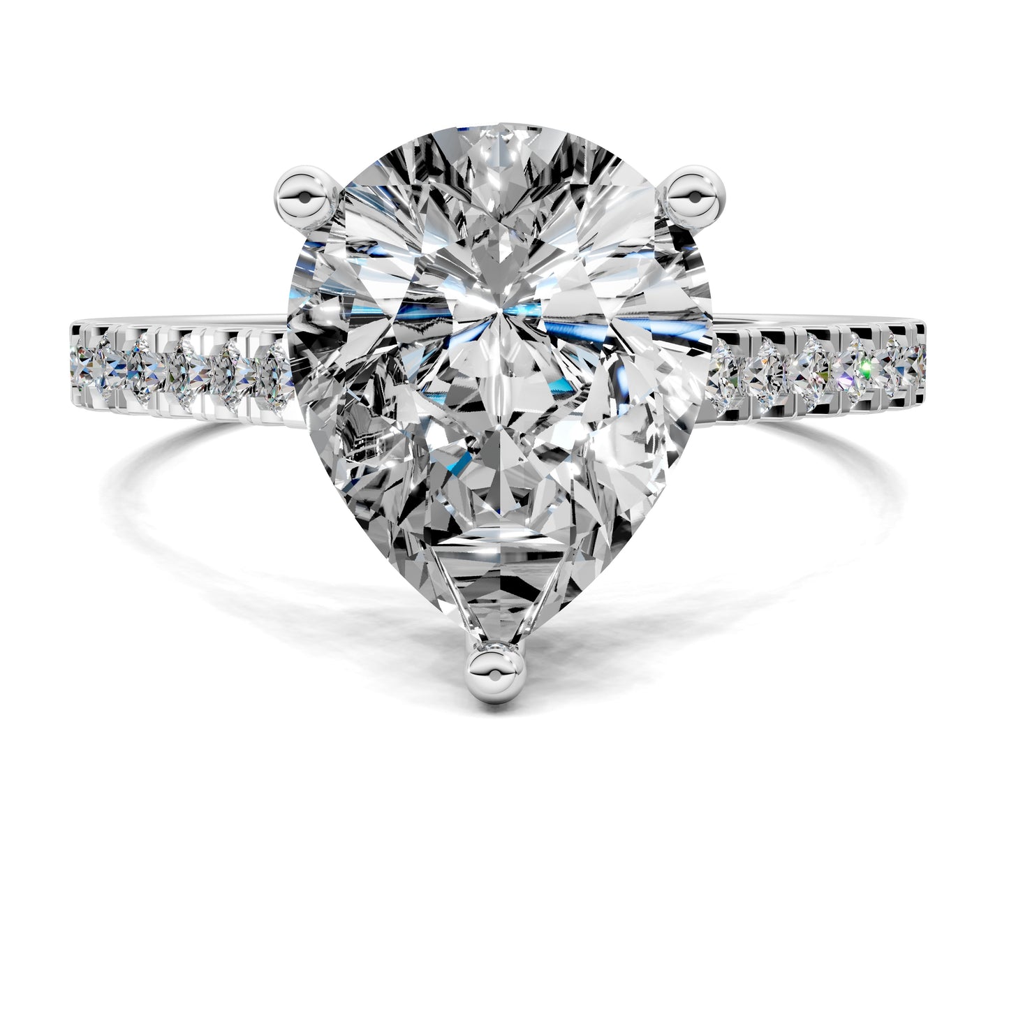 Aurora Pavé Engagement Ring – 2.5ct Pear Lab Grown Diamond