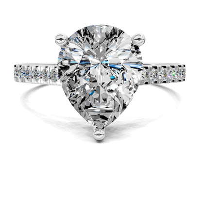 Aurora Pavé Engagement Ring – 2.5ct Pear Lab Grown Diamond