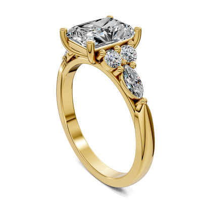Brittany Cluster Ring – 2ct Radiant Lab Grown Diamond