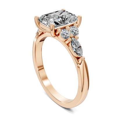 Brittany Cluster Ring – 2ct Radiant Lab Grown Diamond