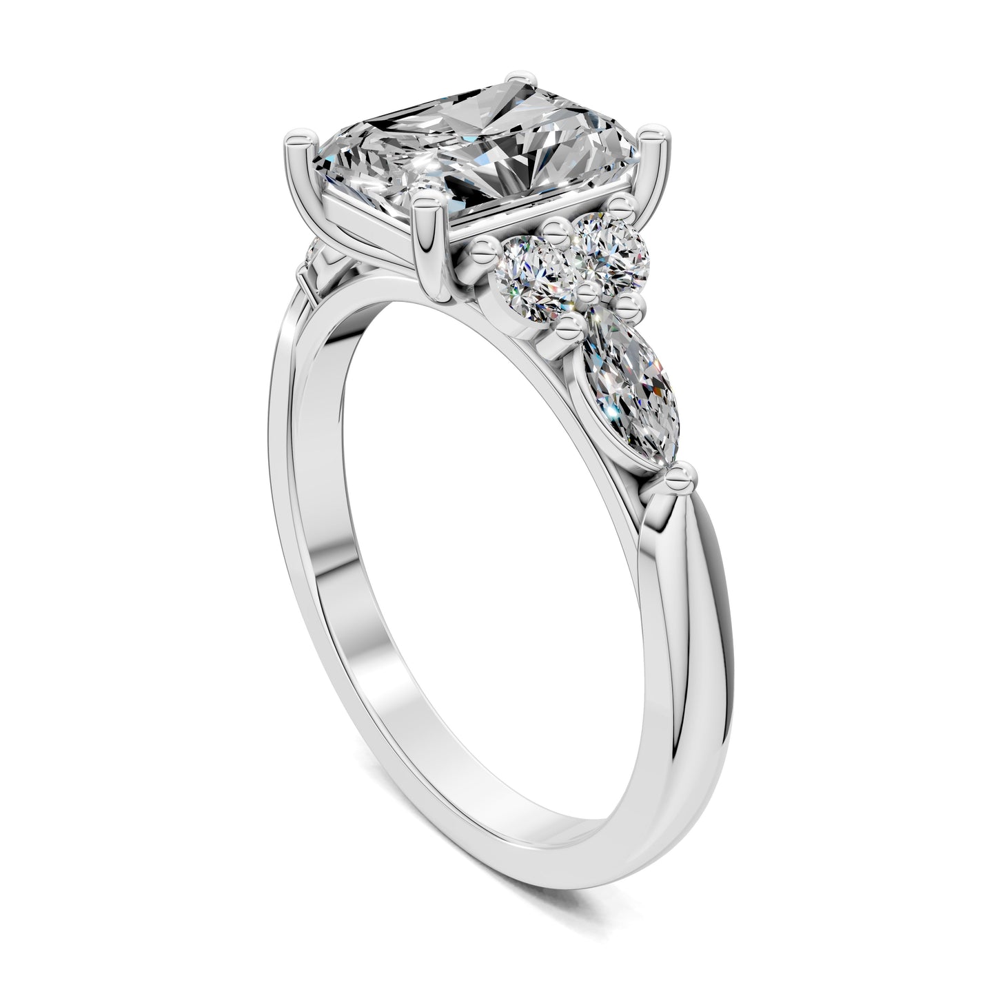 Brittany Cluster Ring – 2ct Radiant Lab Grown Diamond