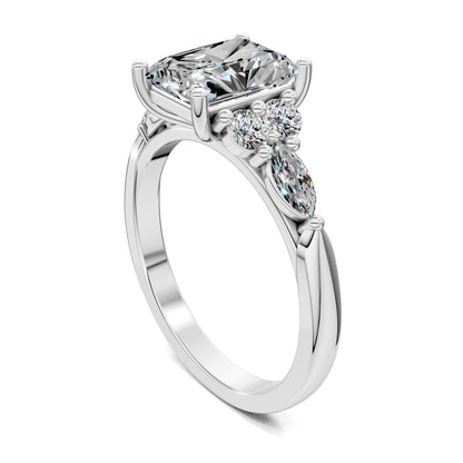 Brittany Cluster Ring – 2ct Radiant Lab Grown Diamond