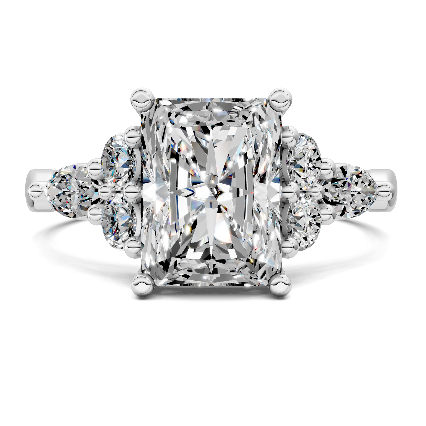 Brittany Cluster Ring – 2ct Radiant Lab Grown Diamond