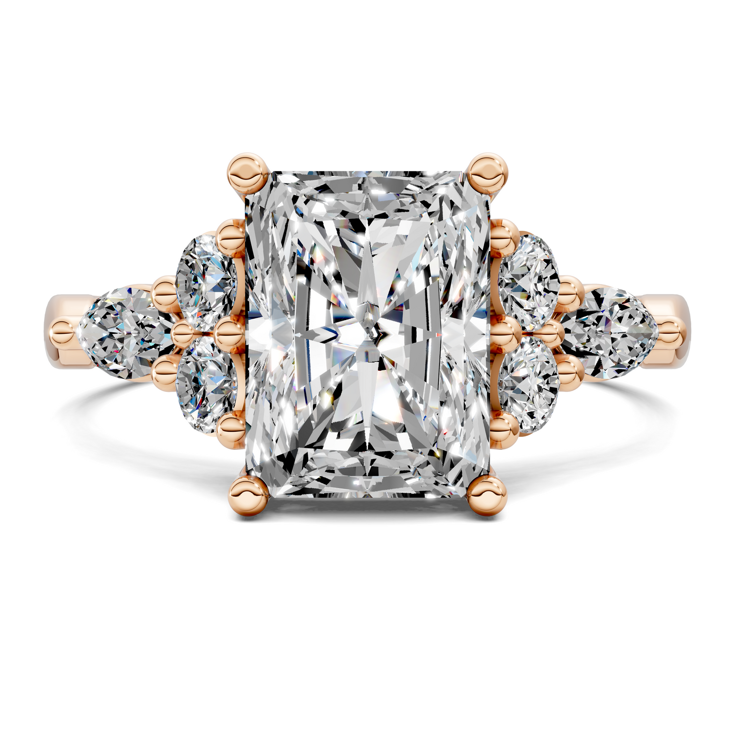 Brittany Cluster Ring – 2ct Radiant Lab Grown Diamond