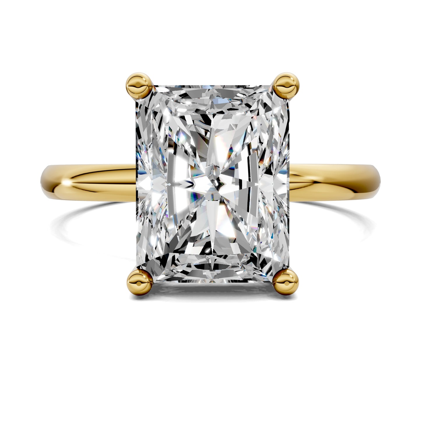 2.5 carat lab grown diamond engagement ring radiant cut classic solitaire in gold by Opes & Co