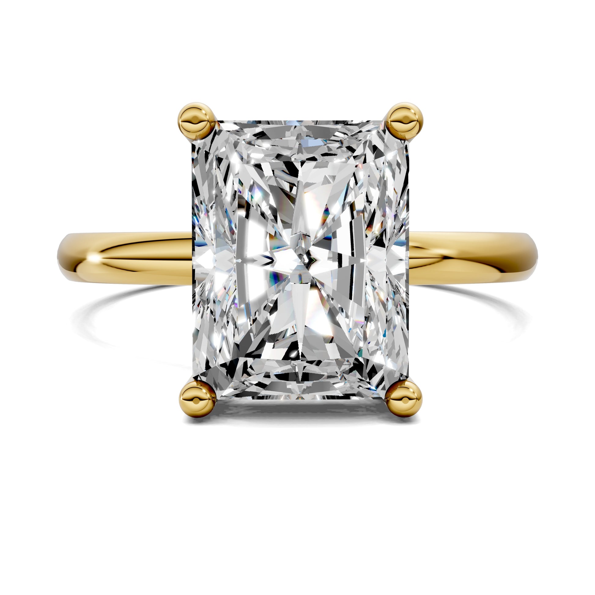 2.5 carat lab grown diamond engagement ring radiant cut classic solitaire in gold by Opes & Co