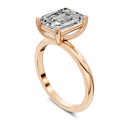 Nicole Classic Solitaire Engagement Ring – 2.5ct Emerald Cut Lab Grown Diamond