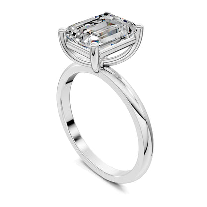 Nicole Classic Solitaire Engagement Ring – 2.5ct Emerald Cut Lab Grown Diamond