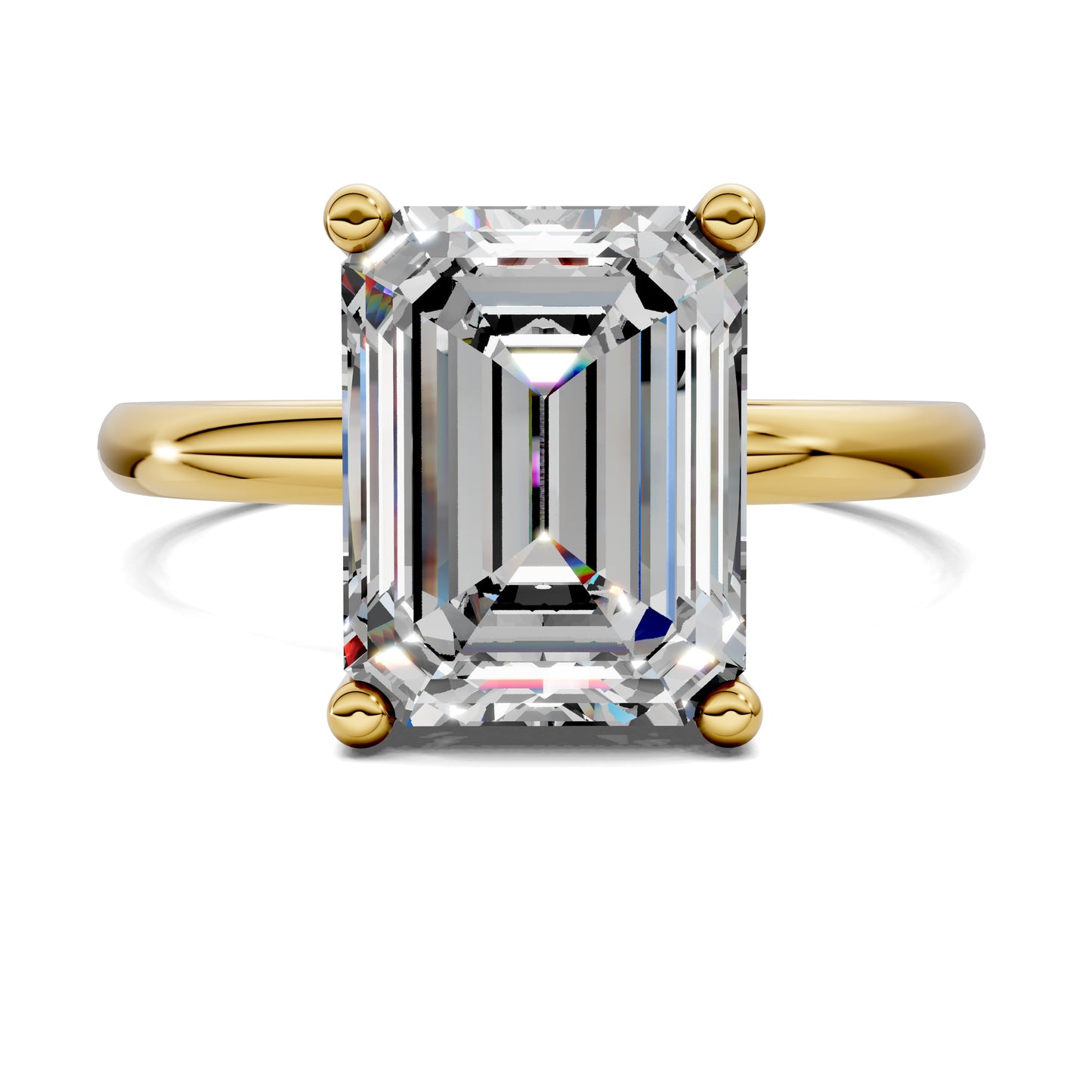 2.5 carat lab grown diamond engagement ring emerald cut classic solitaire in gold by Opes & Co
