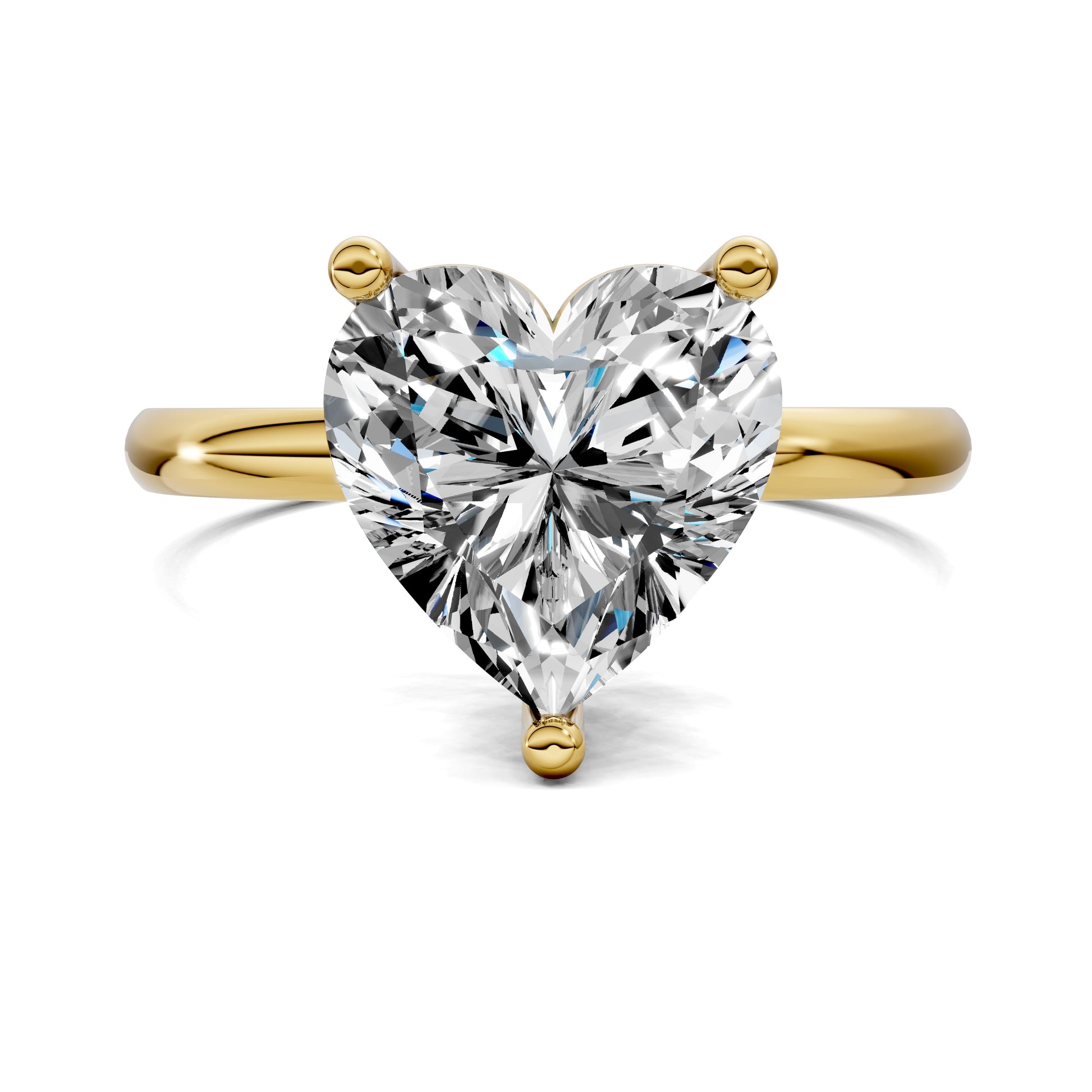 2.5 carat lab grown diamond engagement ring heart cut classic solitaire in gold by Opes & Co