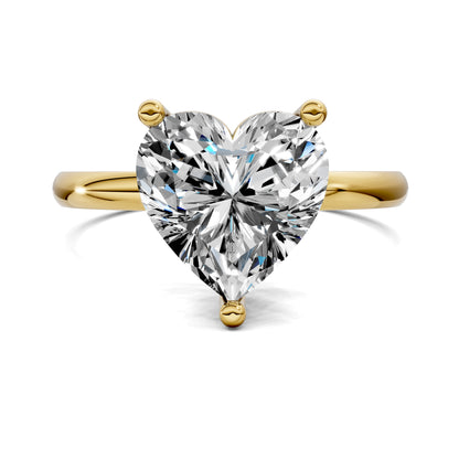 2.5 carat lab grown diamond engagement ring heart cut classic solitaire in gold by Opes & Co