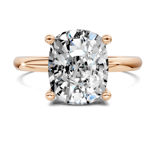 2.5 carat lab grown diamond engagement ring cushion cut classic solitaire in gold by Opes & Co