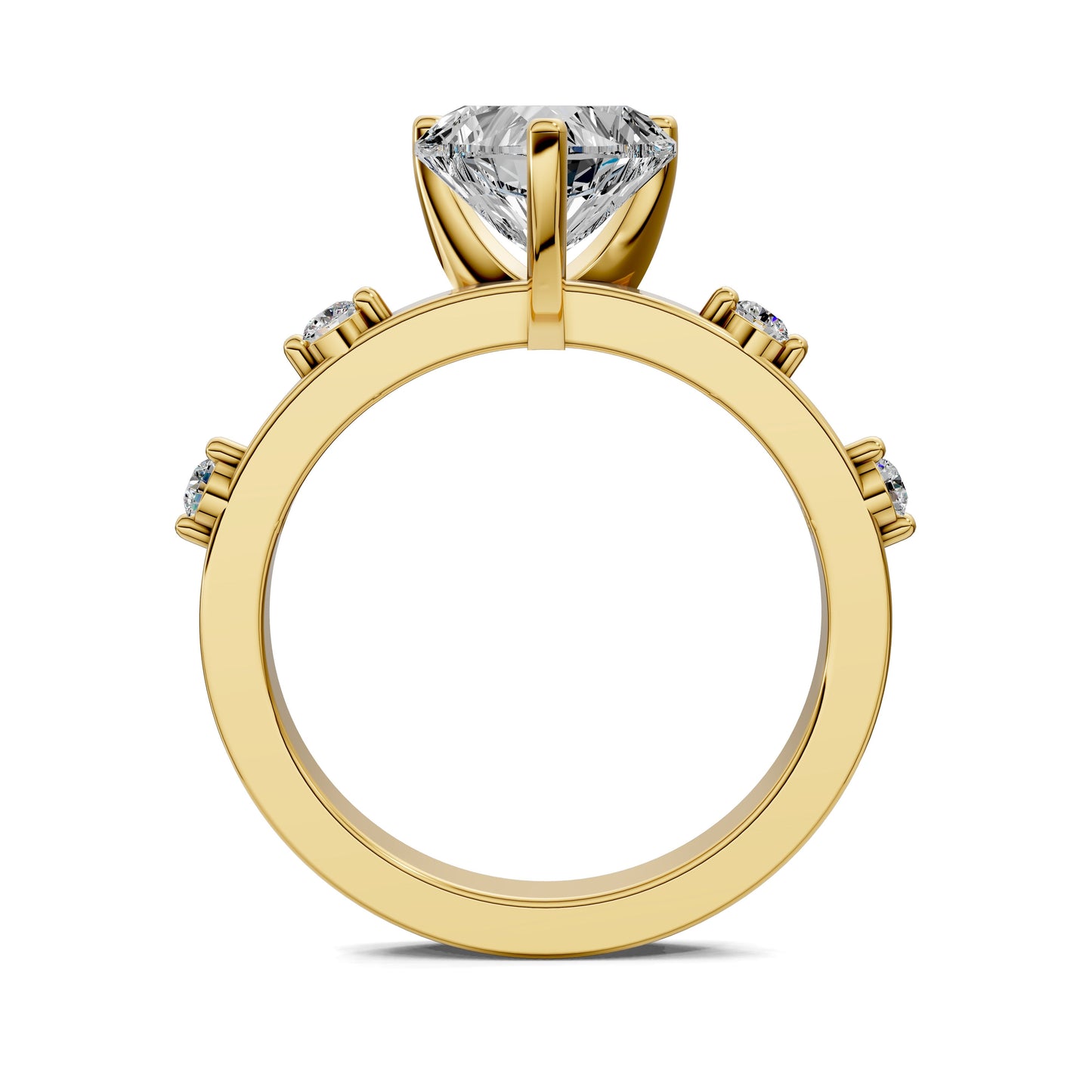 Elizabeth Round Accents Ring – 2ct Heart Lab Grown Diamond