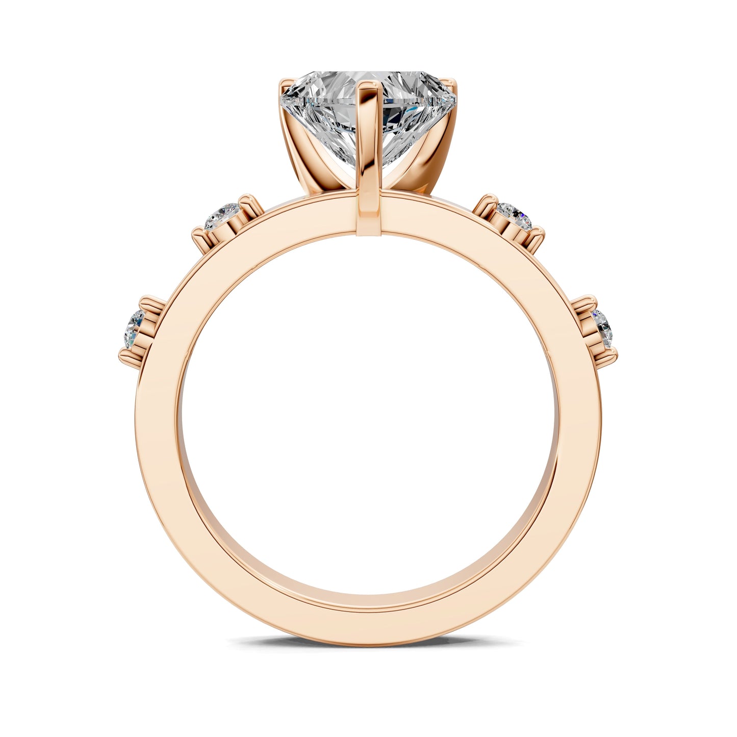 Elizabeth Round Accents Ring – 2ct Heart Lab Grown Diamond