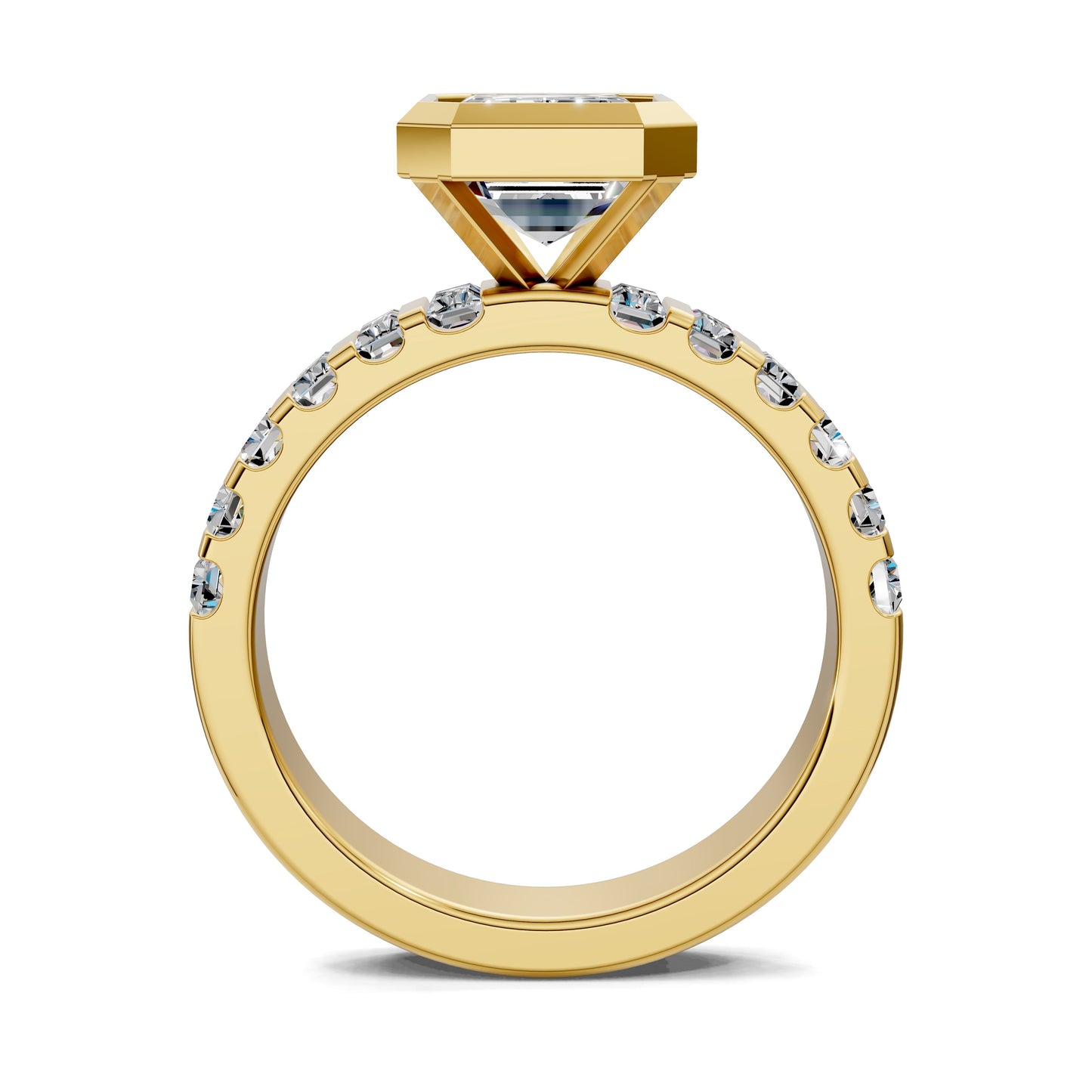 Andrea Bezel Radiant Engagement Ring - 2ct Emerald Lab Grown Diamond