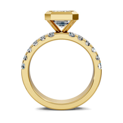 Andrea Bezel Radiant Engagement Ring - 2ct Emerald Lab Grown Diamond