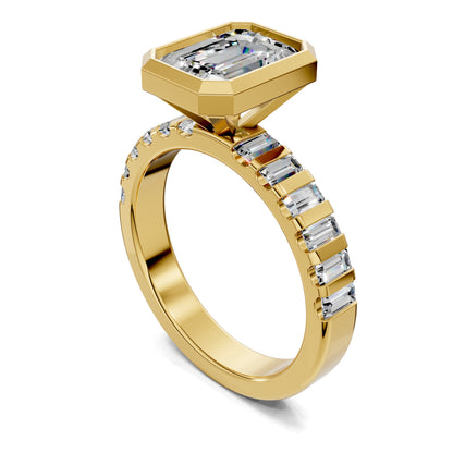 Andrea Bezel Radiant Engagement Ring - 2ct Emerald Lab Grown Diamond