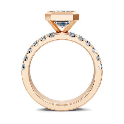 Andrea Bezel Radiant Engagement Ring - 2ct Emerald Lab Grown Diamond