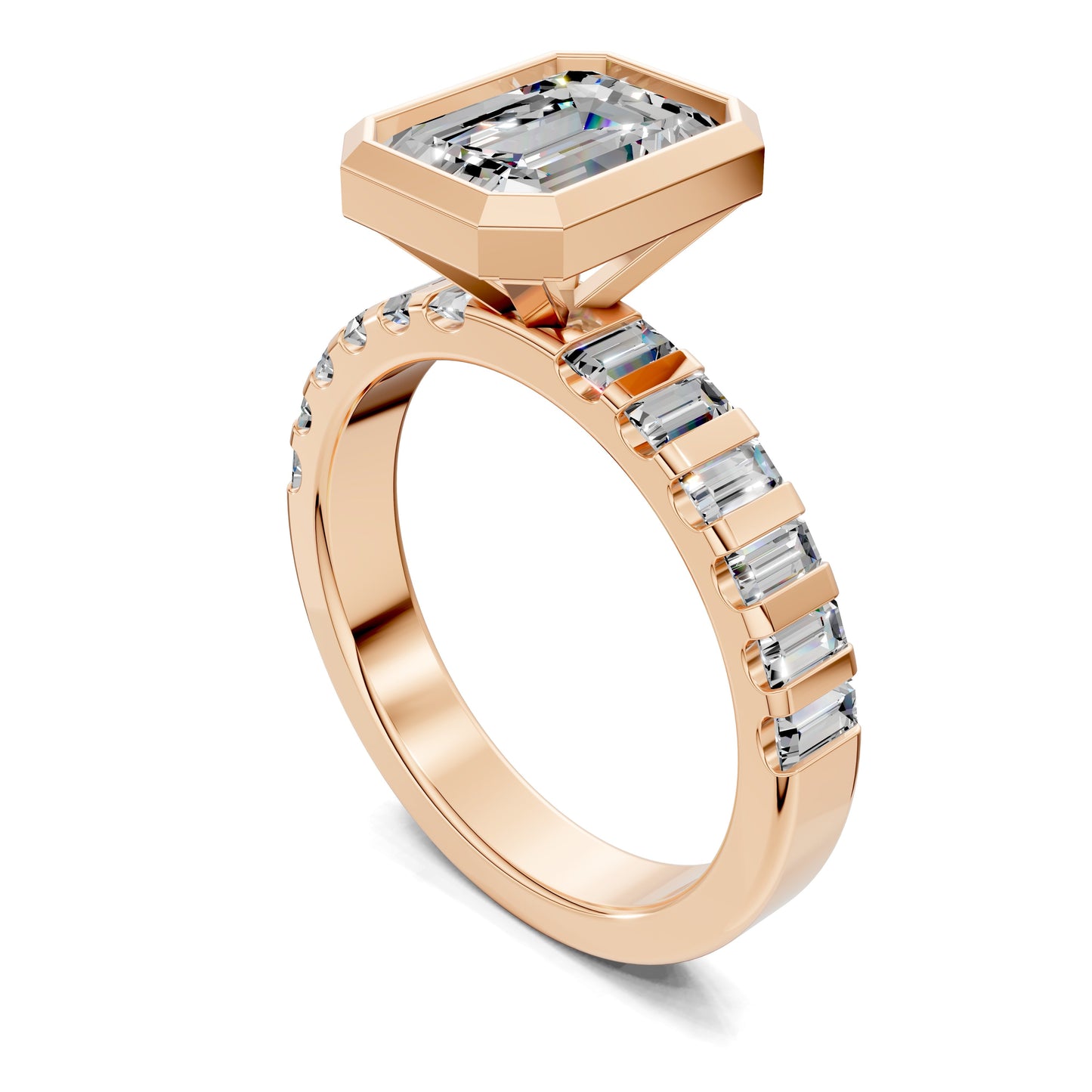 Andrea Bezel Radiant Engagement Ring - 2ct Emerald Lab Grown Diamond
