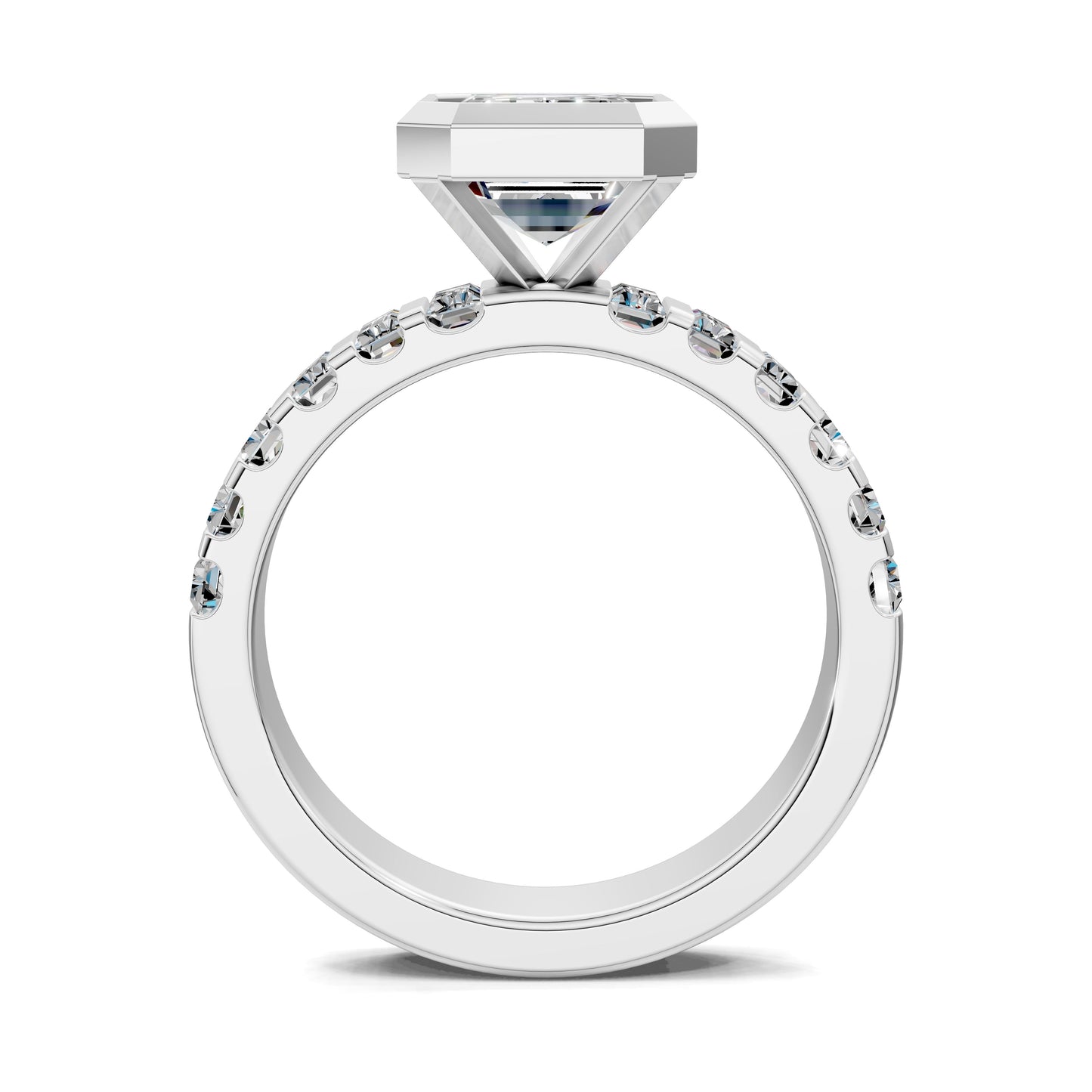 Andrea Bezel Radiant Engagement Ring - 2ct Emerald Lab Grown Diamond