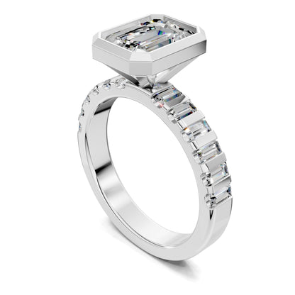 Andrea Bezel Radiant Engagement Ring - 2ct Emerald Lab Grown Diamond