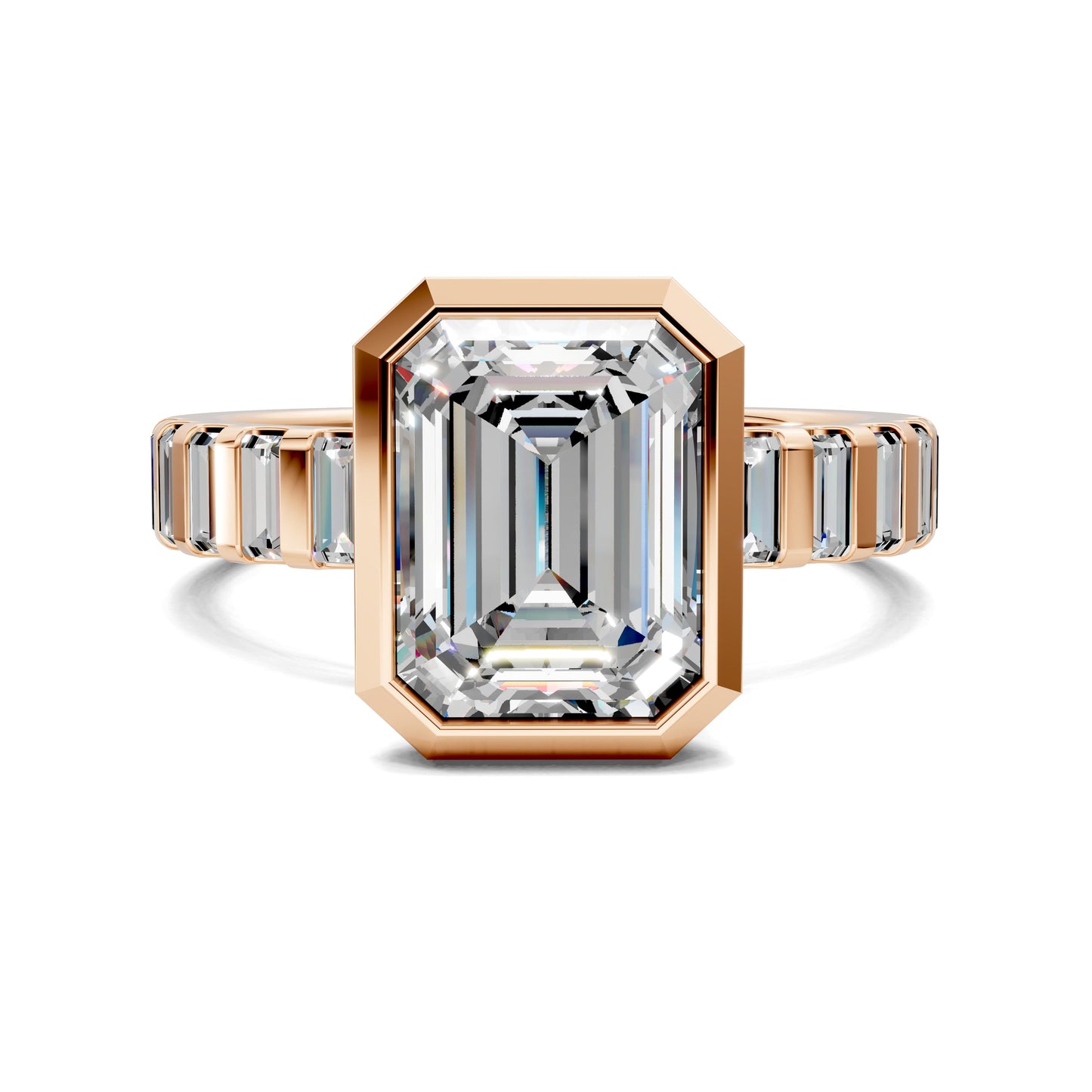 Andrea Bezel Radiant Engagement Ring - 2ct Emerald Lab Grown Diamond