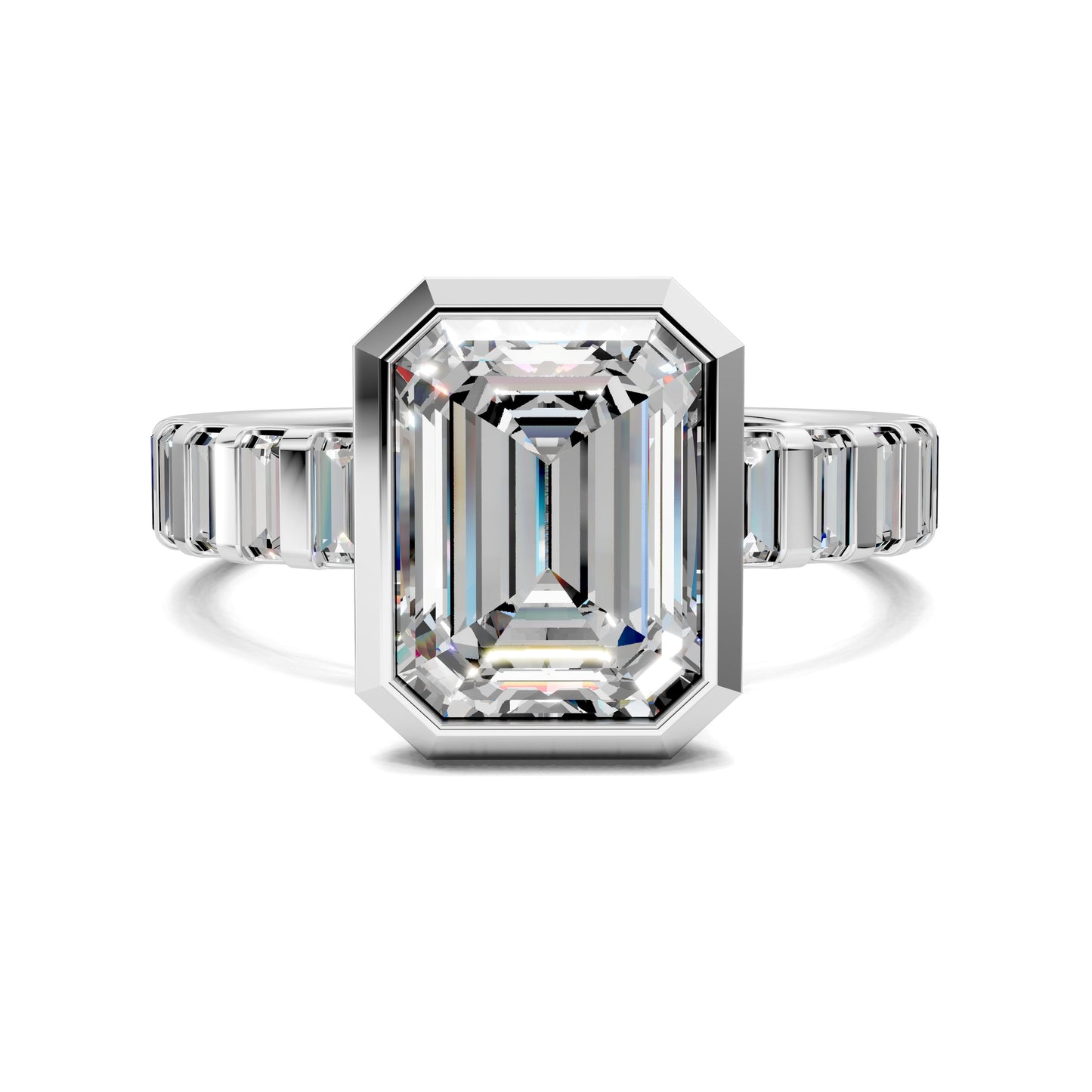 Andrea Bezel Radiant Engagement Ring - 2ct Emerald Lab Grown Diamond