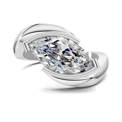 2 carat lab grown diamond engagement ring marquise cut bypass setting in gold by Opes & Co