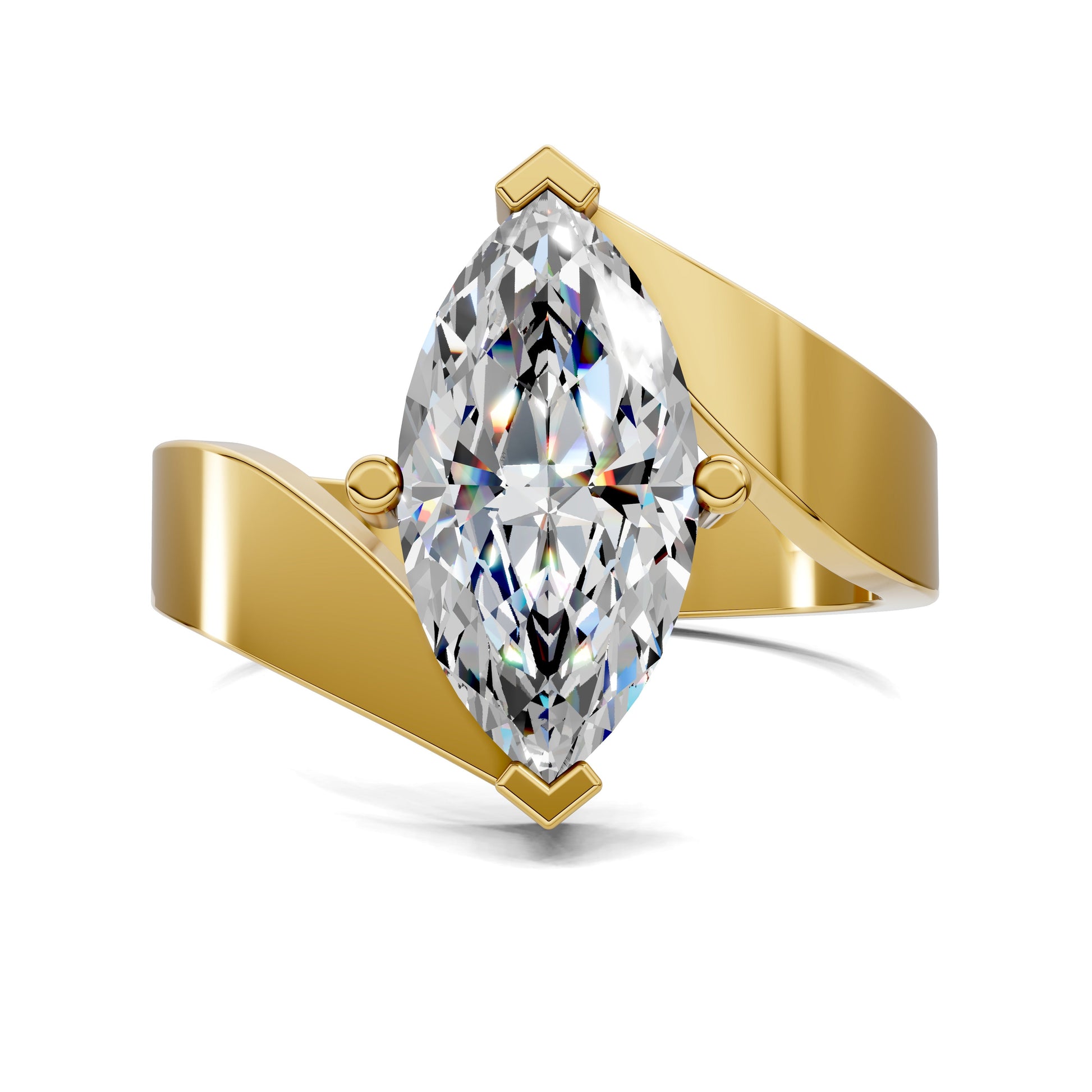 2 carat lab grown diamond engagement ring marquise cut in gold by Opes & Co