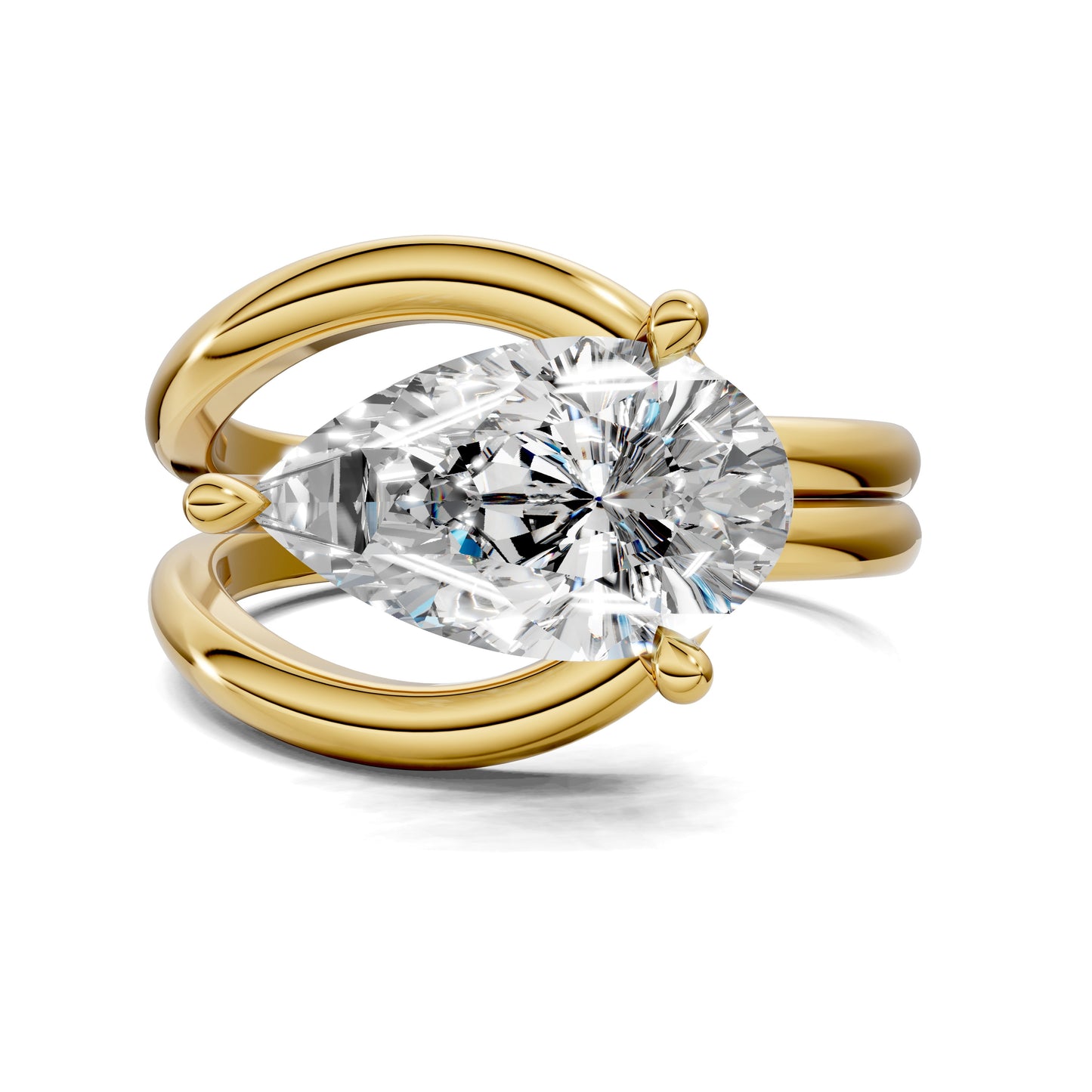 2 carat lab grown diamond engagement ring pear cut solitaire in gold by Opes & Co