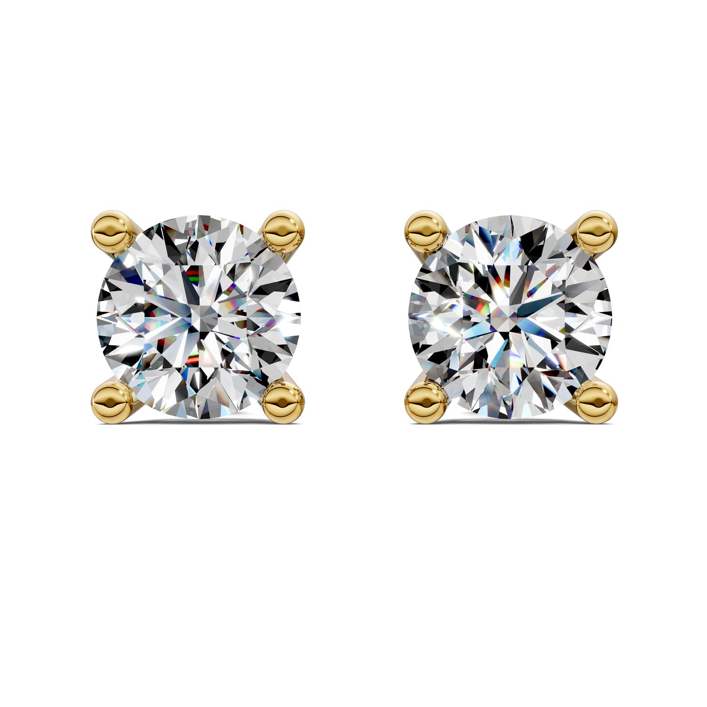 1 carat round cut lab grown diamond basket stud earrings in gold by Opes & Co