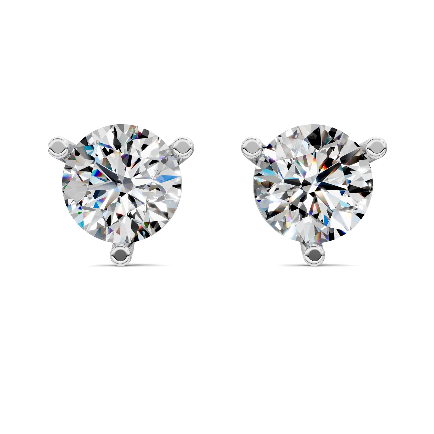 2 carat round cut lab grown diamond martini stud earrings in gold by Opes & Co