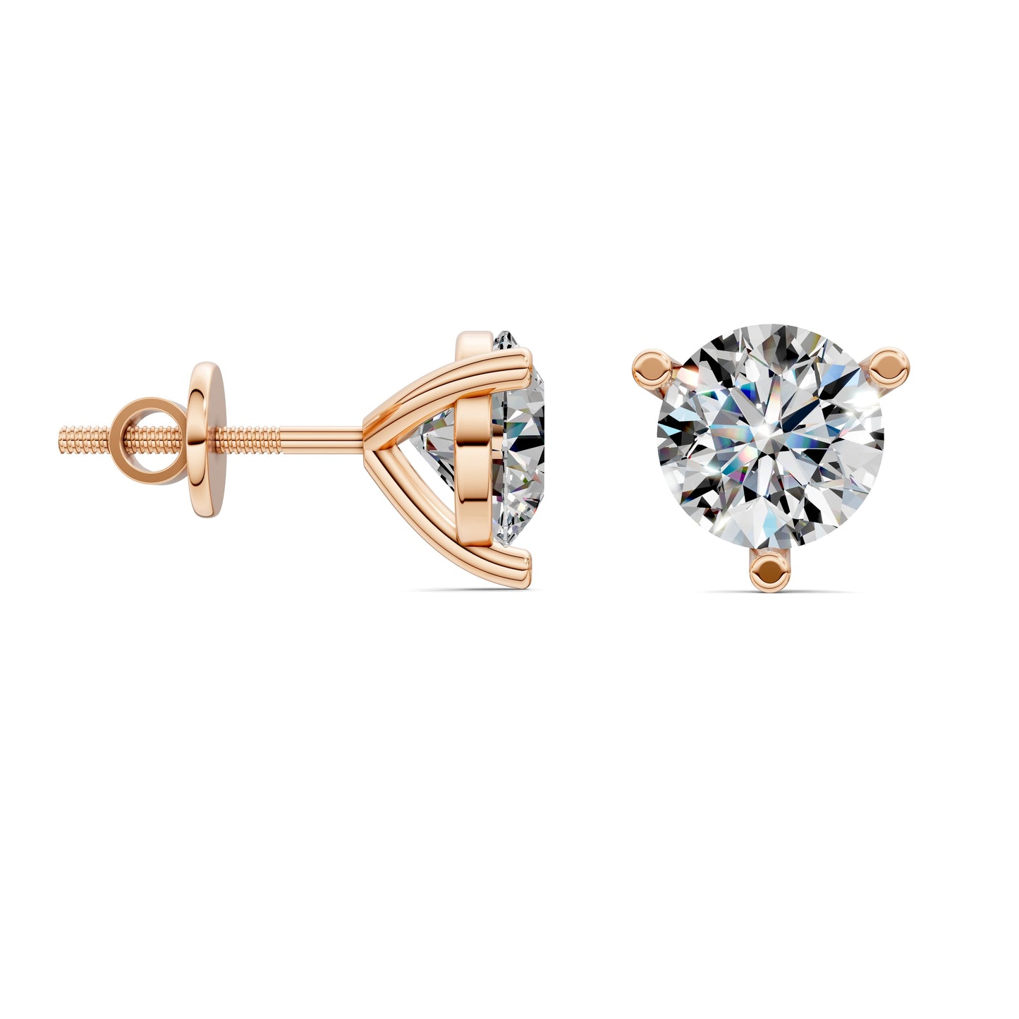 Round Cut Martini Studs 2CTW