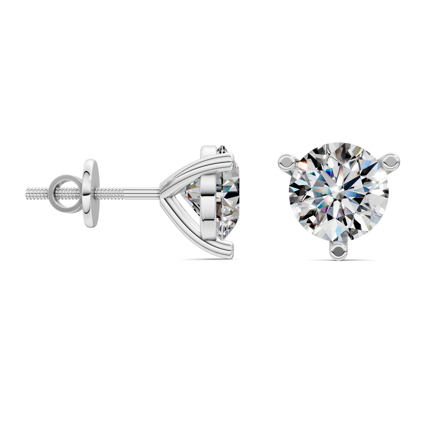 Round Cut Martini Studs 2CTW