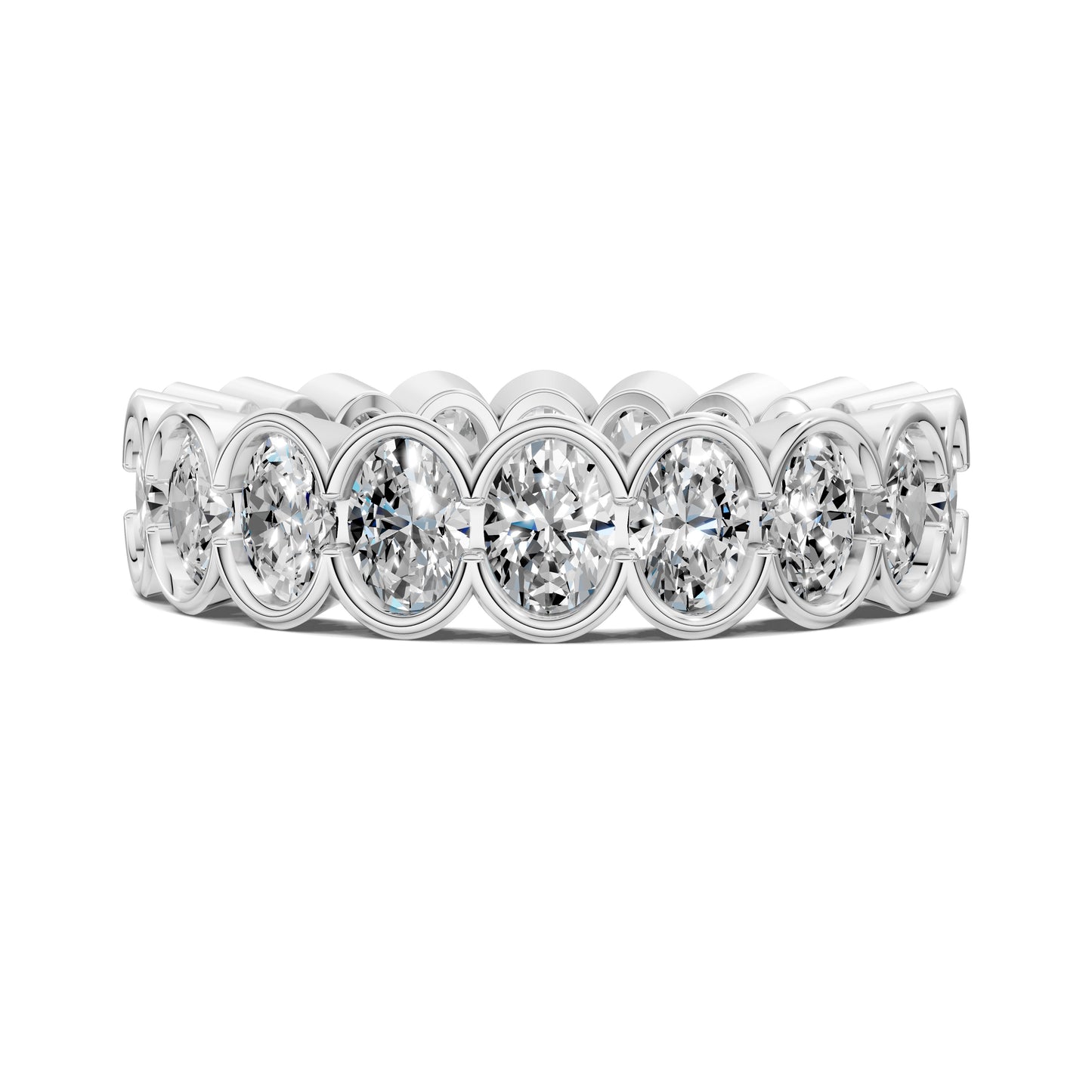 3 carat lab grown diamond oval semi bezel eternity band in gold by Opes & Co