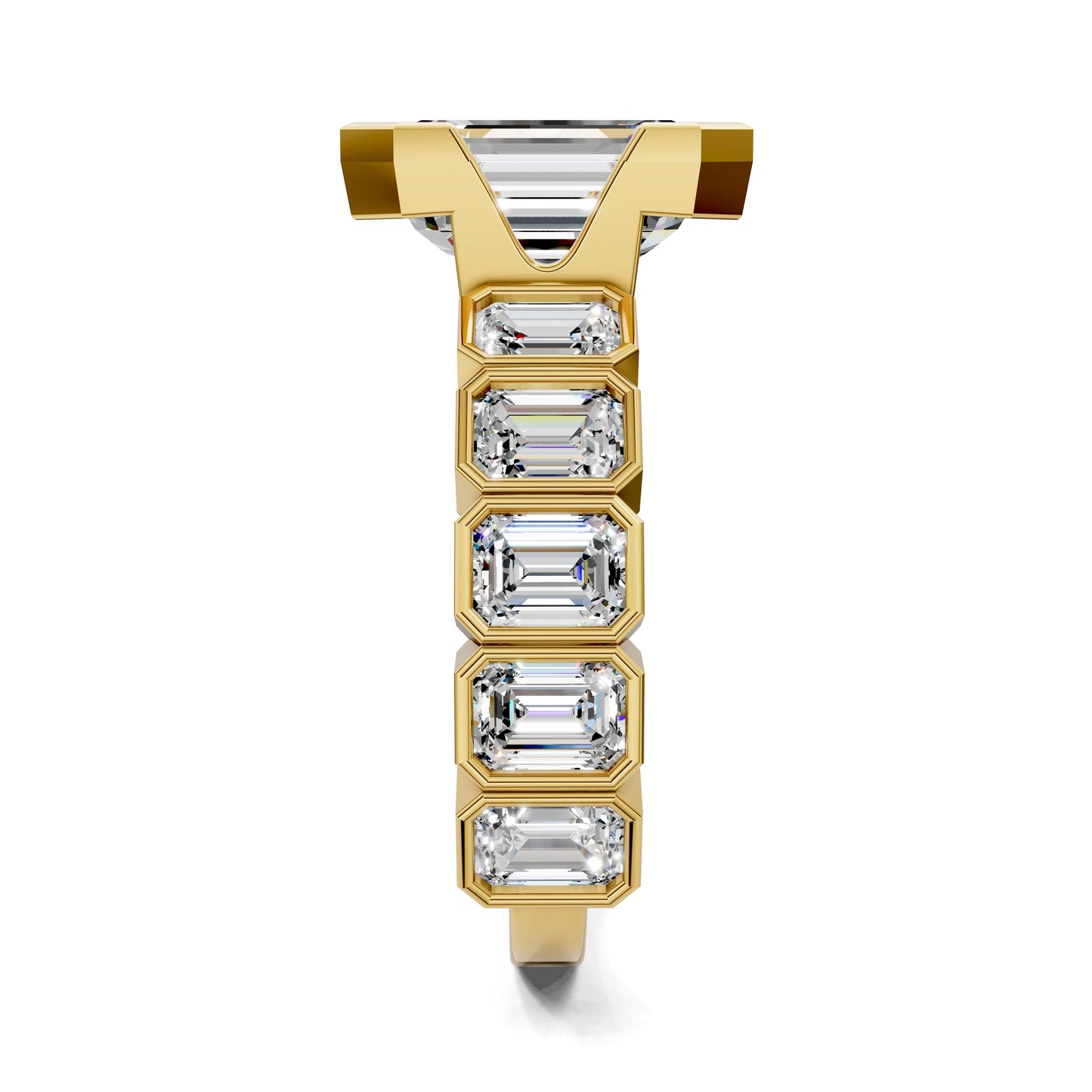 Lindsay Eternity Engagement Ring – 3ct Emerald Cut Lab Grown Diamond
