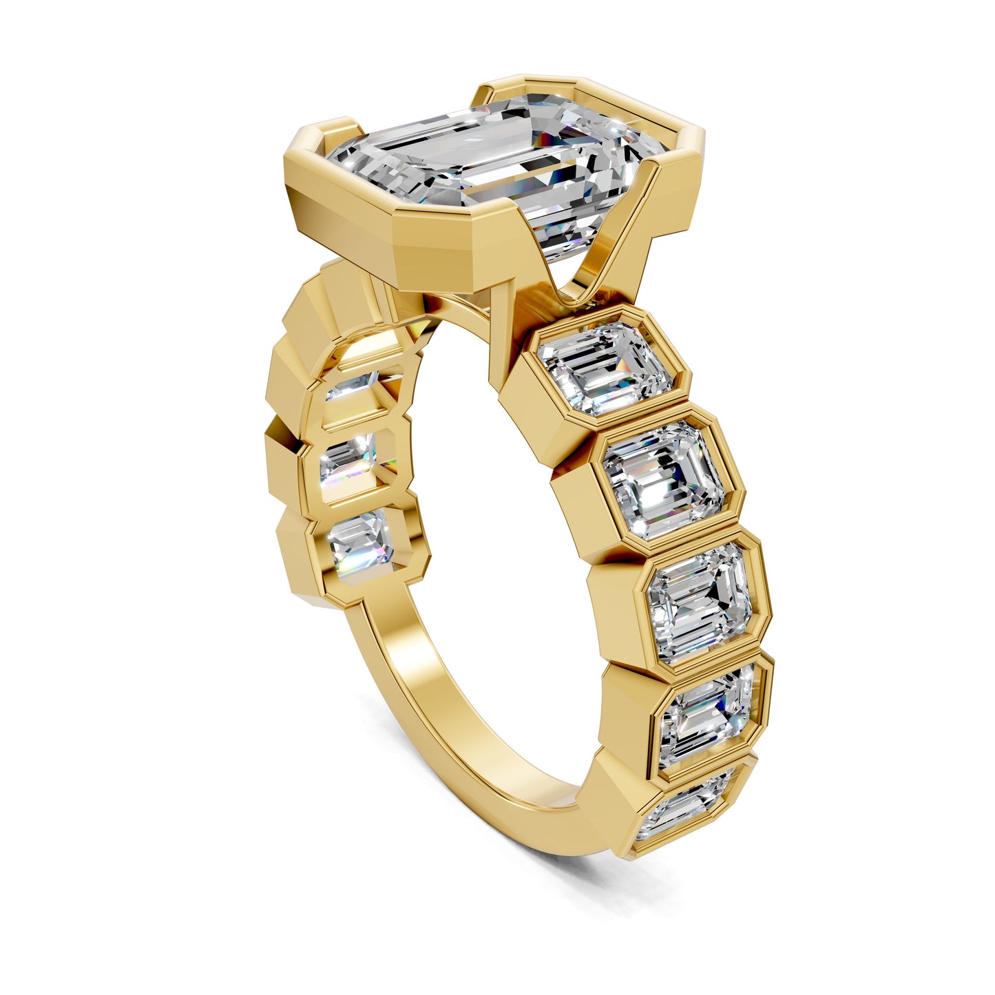 Lindsay Eternity Engagement Ring – 3ct Emerald Cut Lab Grown Diamond