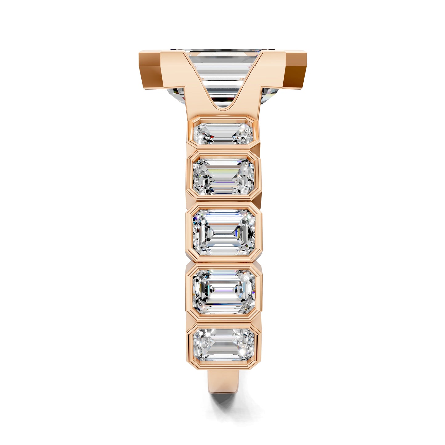 Lindsay Eternity Engagement Ring – 3ct Emerald Cut Lab Grown Diamond