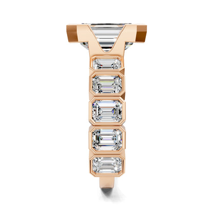 Lindsay Eternity Engagement Ring – 3ct Emerald Cut Lab Grown Diamond