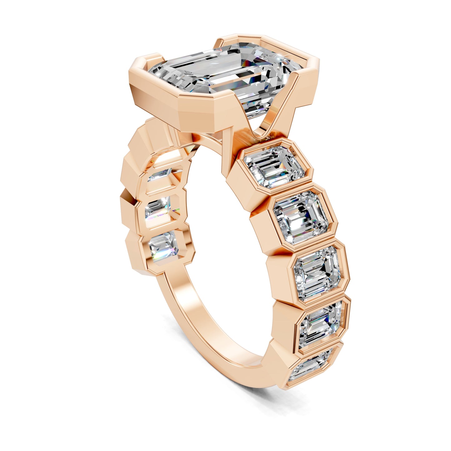Lindsay Eternity Engagement Ring – 3ct Emerald Cut Lab Grown Diamond