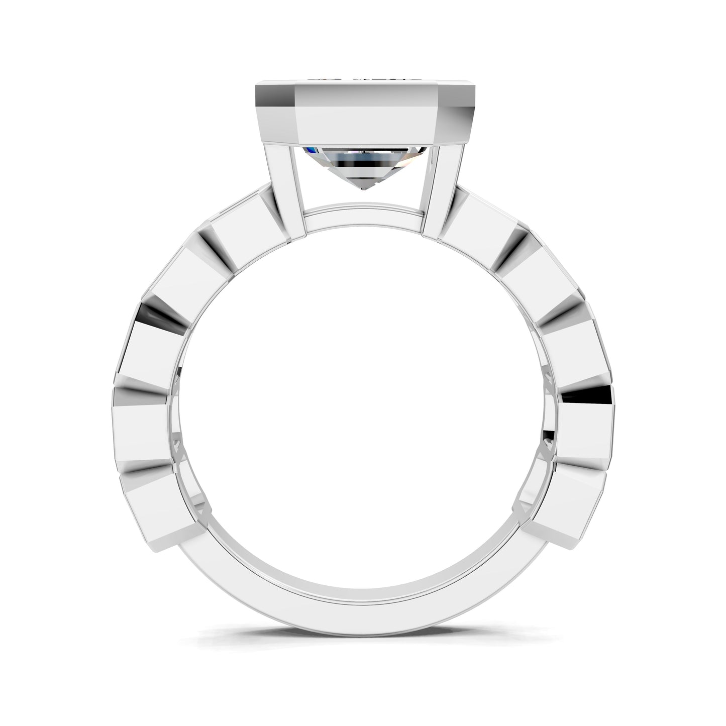 Lindsay Eternity Engagement Ring – 3ct Emerald Cut Lab Grown Diamond